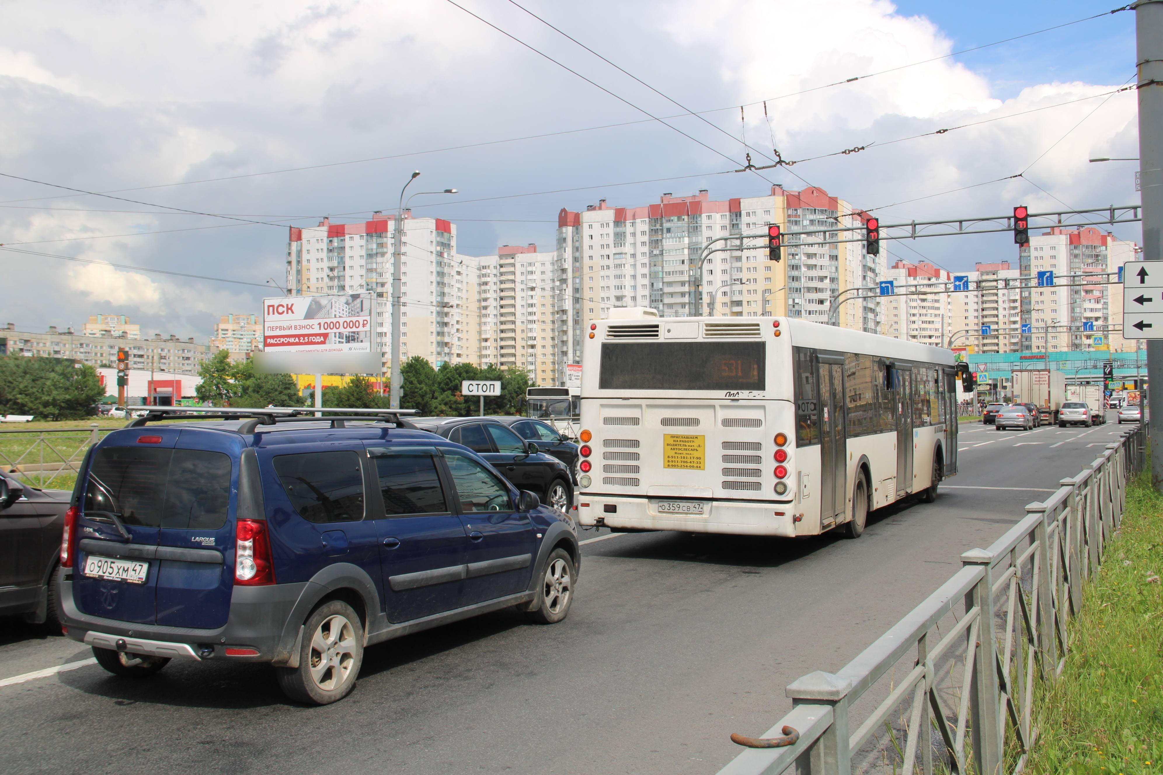 Фотография рекламного носителя, тип: Билборд 3x6, адрес: Косыгина пр-т., д.17 Х Индустриальный пр-т., Санкт-Петербург, Россия. Сторона Б №119317
