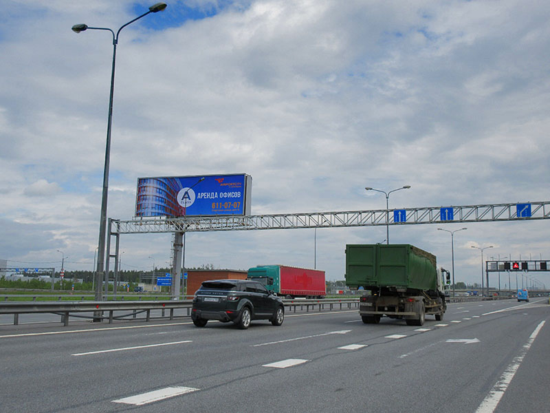 Фотография рекламного носителя, тип: Суперсайт 5x15, адрес: КАД, 8 990м, Санкт-Петербург, Россия. Сторона В №164363