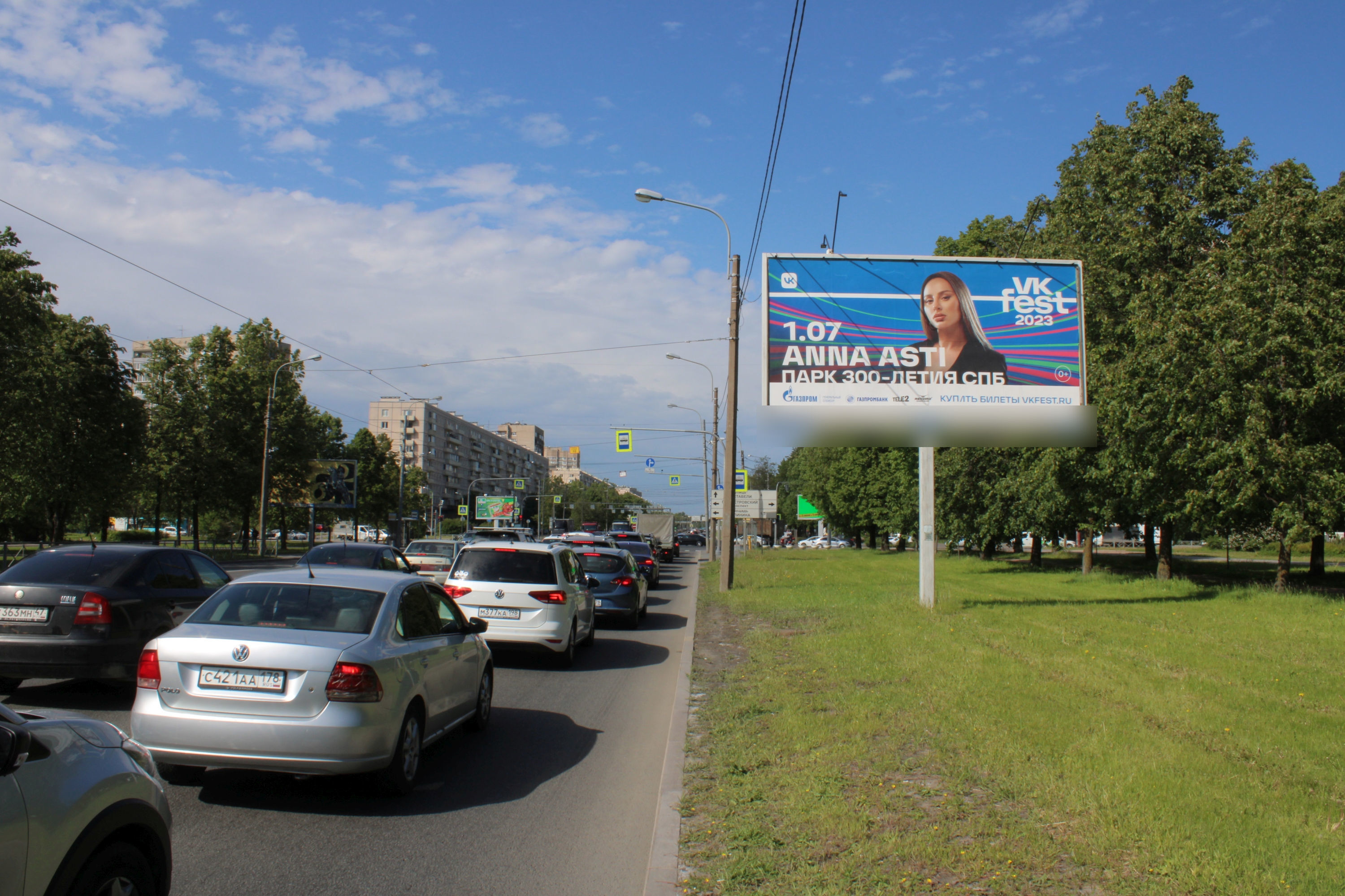 Фотография рекламного носителя, тип: Билборд 3x6, адрес: Пискаревский пр-т. Х Жукова ул., Санкт-Петербург, Россия. Сторона А №120377