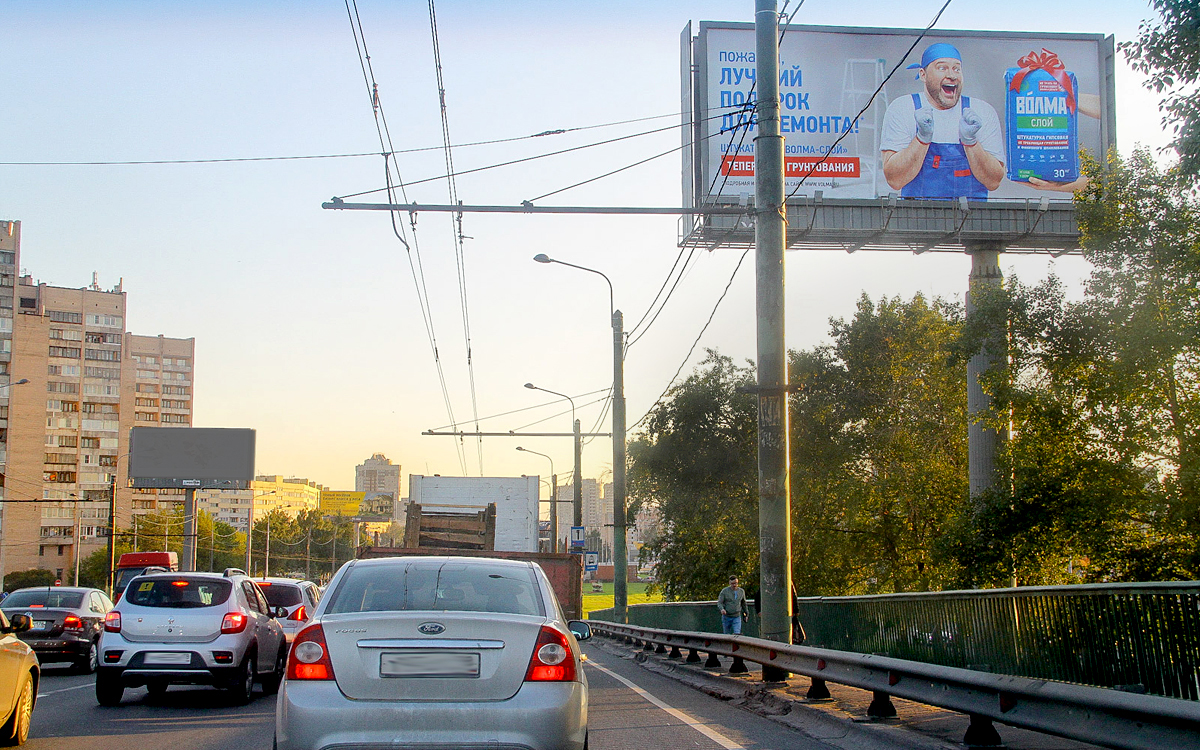 Фотография рекламного носителя, тип: Суперсайт 5x12, адрес: Маршала Жукова пр-т., д.21, Санкт-Петербург, Россия. Сторона А №172683