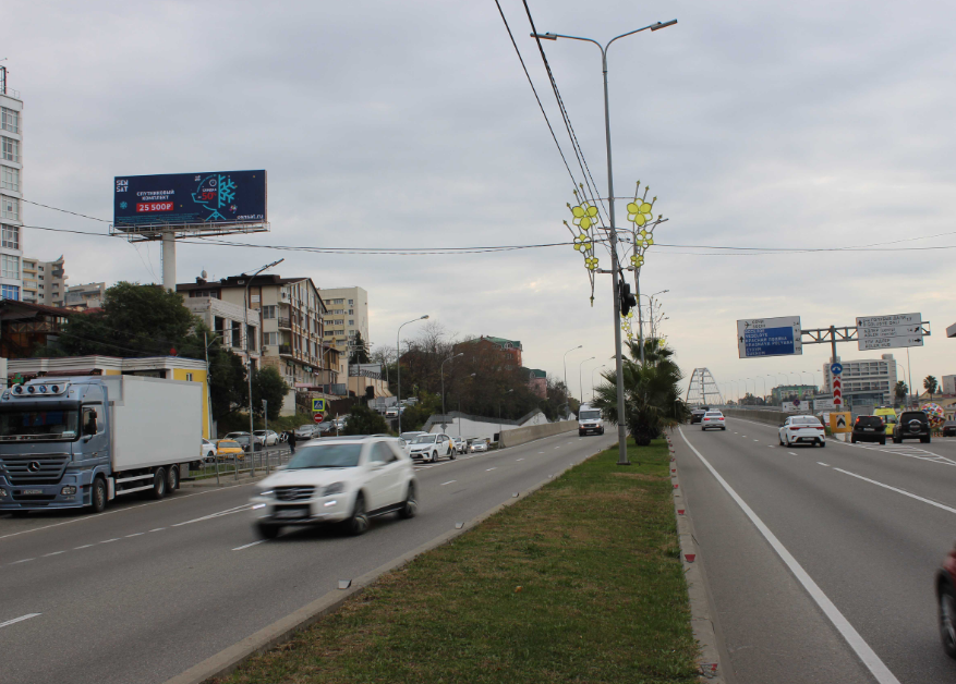 Фотография рекламного носителя, тип: Суперсайт 5x15, адрес: Фабричная ул., Адлер, Краснодарский край, Россия. Сторона Б №714721