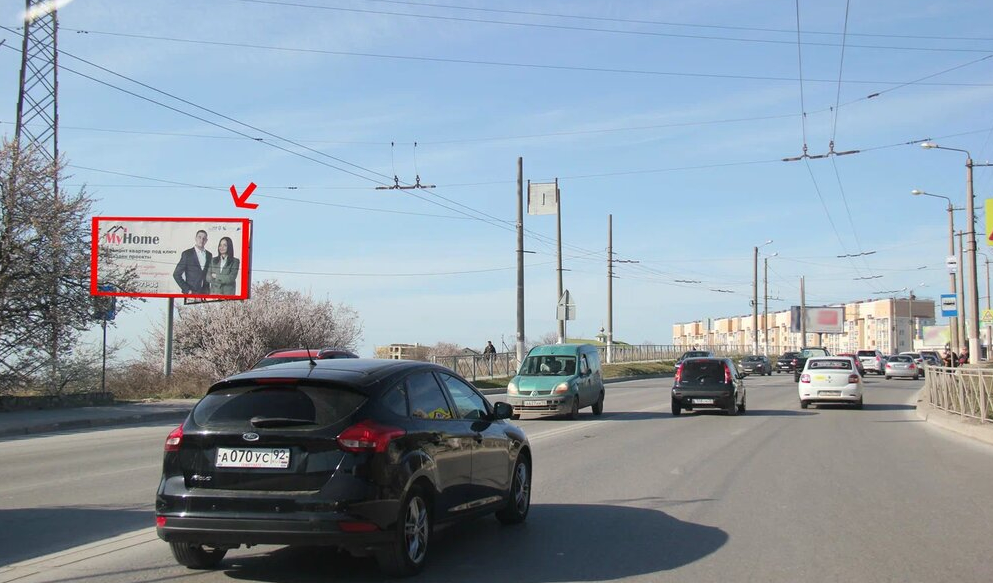 Фотография рекламного носителя, тип: Билборд 3x6, адрес: Вакуленчука ул., развилка на Стрелецкий авторынок, Севастополь, Россия. Сторона Б №364840