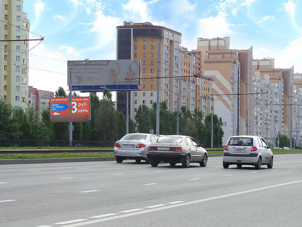 Фотография рекламного носителя, тип: Билборд 3x6, адрес: Победы пр-т., д.100, Казань, Республика Татарстан, Россия. Сторона B №232193