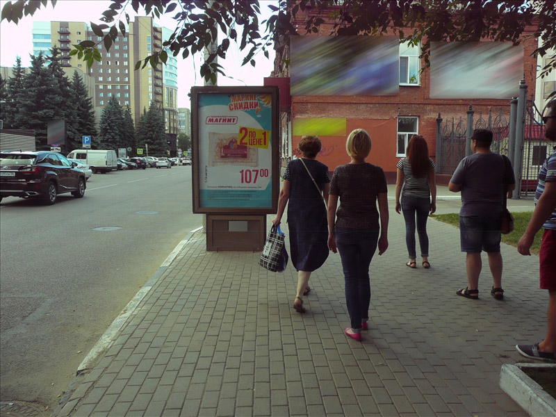 Фотография рекламного носителя, тип: Ситиформат 1.8x1.2, адрес: Пушкинская ул. Х Куколкина ул., д.1, Воронеж, Воронежская область, Россия. Сторона А1-А5 №112048