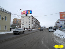 Фотография рекламного носителя, тип: Суперсайт 4x12, адрес: Герцена ул., д.79 Х 1-я Северная ул., Омск, Омская область, Россия. Сторона Б №603317