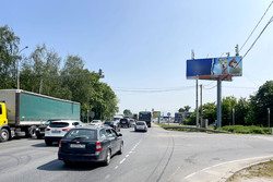 Фотография рекламного носителя, тип: Суперсайт 4x12, адрес: Л. Толстого ул. Х ММК А-107 а/д., 150м, Бронницы, Московская область, Россия. Сторона А №298553