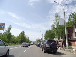 Фотография рекламного носителя, тип: Панель-кронштейн, адрес: Белокаменное ш., д.1А, Видное, Московская область, Россия. Сторона A №5592