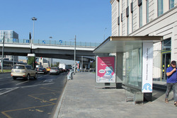 Фотография рекламного носителя, тип: Остановка 1.8x1.2, адрес: Ленинградский пр-т., д.34, поз.2, Москва, Россия. Сторона А №583069